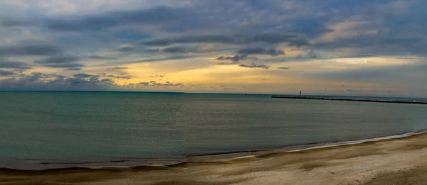 Panorama Della Spiaggia Kincardine Prima Del Tramonto Ora Oro Foto — Foto Stock