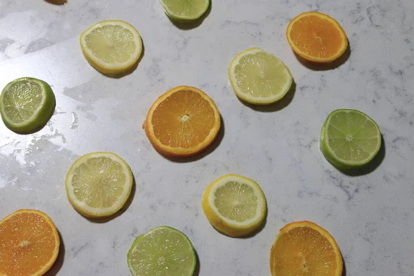 Rodajas Limón Naranja Lima Foto Alta Calidad — Foto de Stock