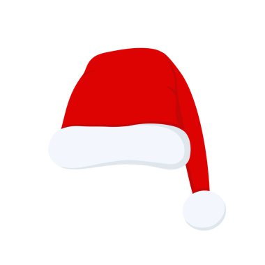 Beyaz kürklü kırmızı Noel şapkası ve bayram neşesi için ponpon.