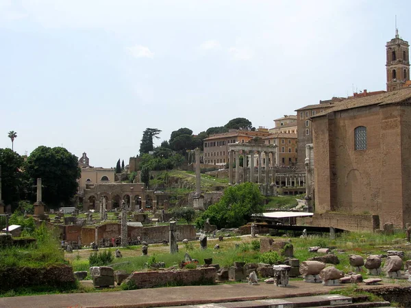 Panorama Słynnego Forum Rzymskiego Lub Foro Roman Rzymie Włochy — Zdjęcie stockowe
