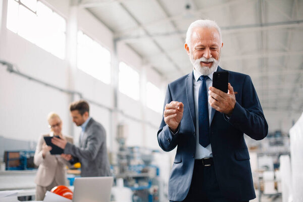 Businessman Using Phone Businessman Factory Royalty Free Stock Images