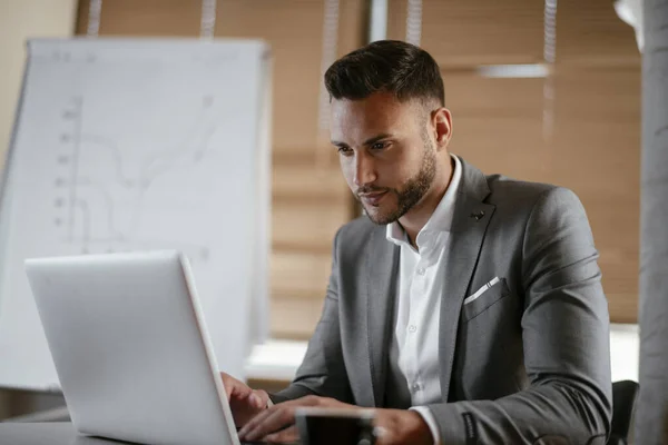 Pengusaha Yang Bekerja Kantor Pria Berkamar Bisnis Ruang Konferensi Manajer — Stok Foto