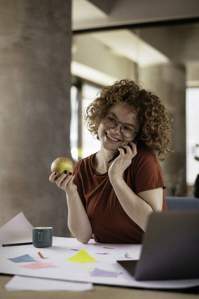 Beautiful Businesswoman Working Projects Young Businesswoman Talking Phone Royalty Free Stock Images