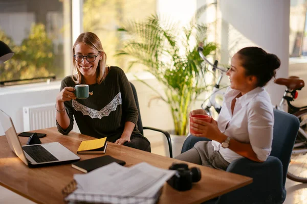 Jeunes Femmes Affaires Travaillant Ensemble Bureau Sur Nouveau Projet — Photo