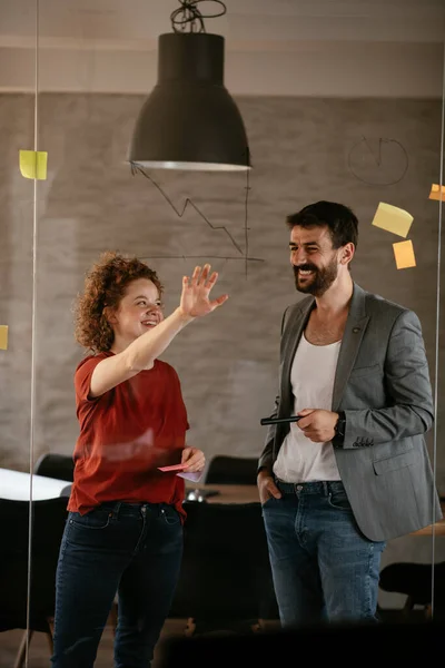 Colleagues Man Woman Working Office — Stock Photo, Image