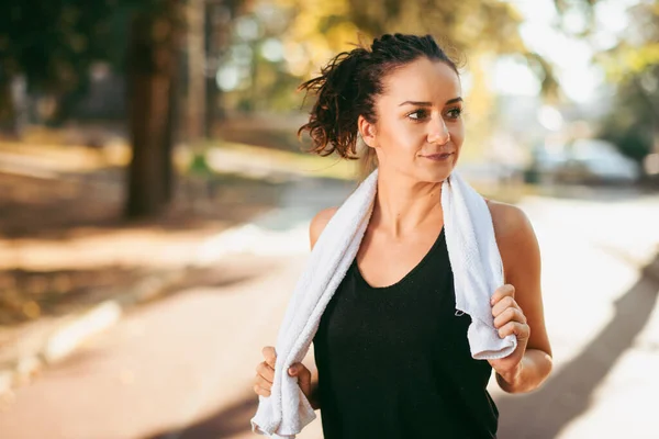 Athletic Woman Working Out Running Track Stock Picture