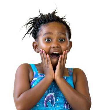 Yüzünü elleriyle sürpriz Afrikalı Çocuk.