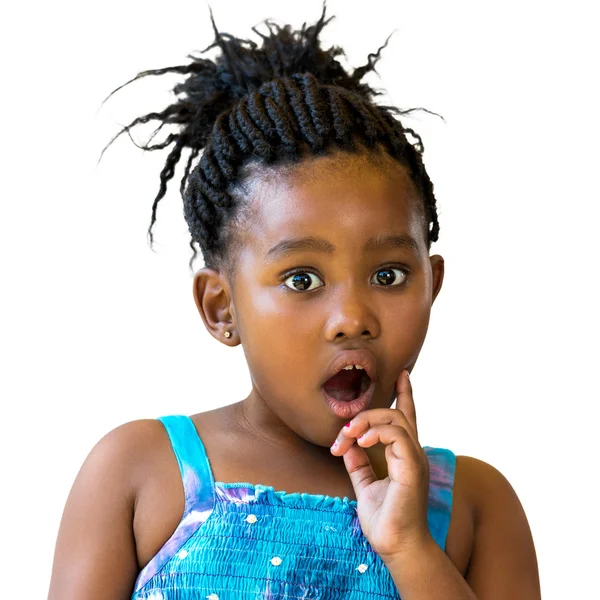 Menina africana com expressão facial surpreendente . — Fotografia de Stock