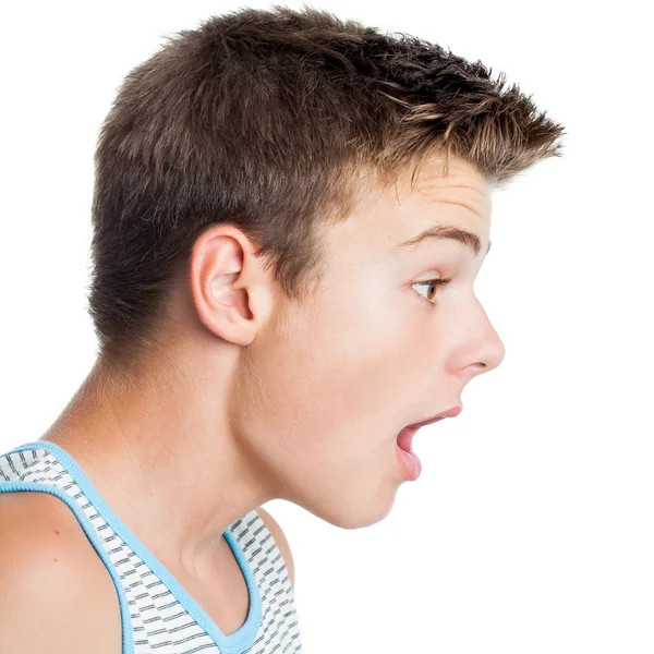 Vista lateral de la cara de adolescente sorprendido . — Foto de Stock