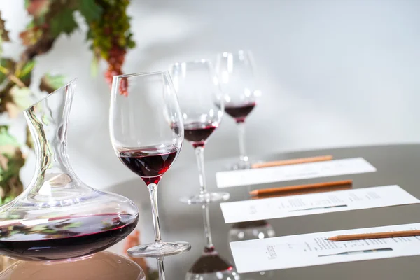 Conjunto de mesa de degustação de vinhos — Fotografia de Stock