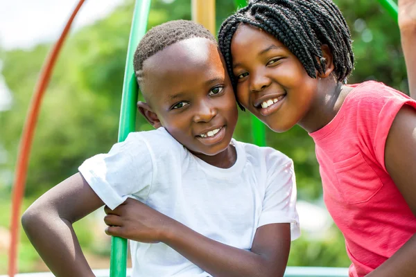 Face shot of African kids in park. — Stock Photo, Image