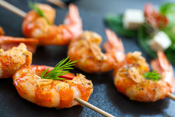 Detail of prawn brochette.