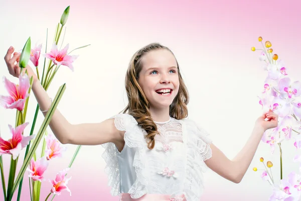 Happy young communion girl. — Stock Photo, Image