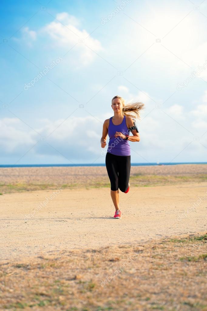 young girl jogging