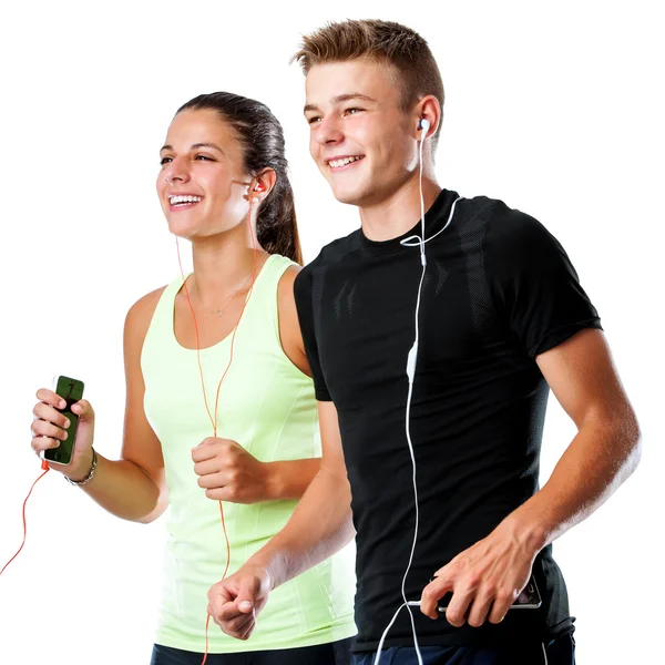 Adolescente casal fazendo exercício de fitness — Fotografia de Stock