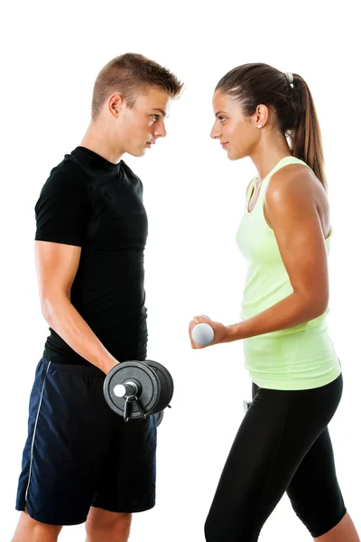 Teen couple having fitness challenge. — Stock Photo, Image