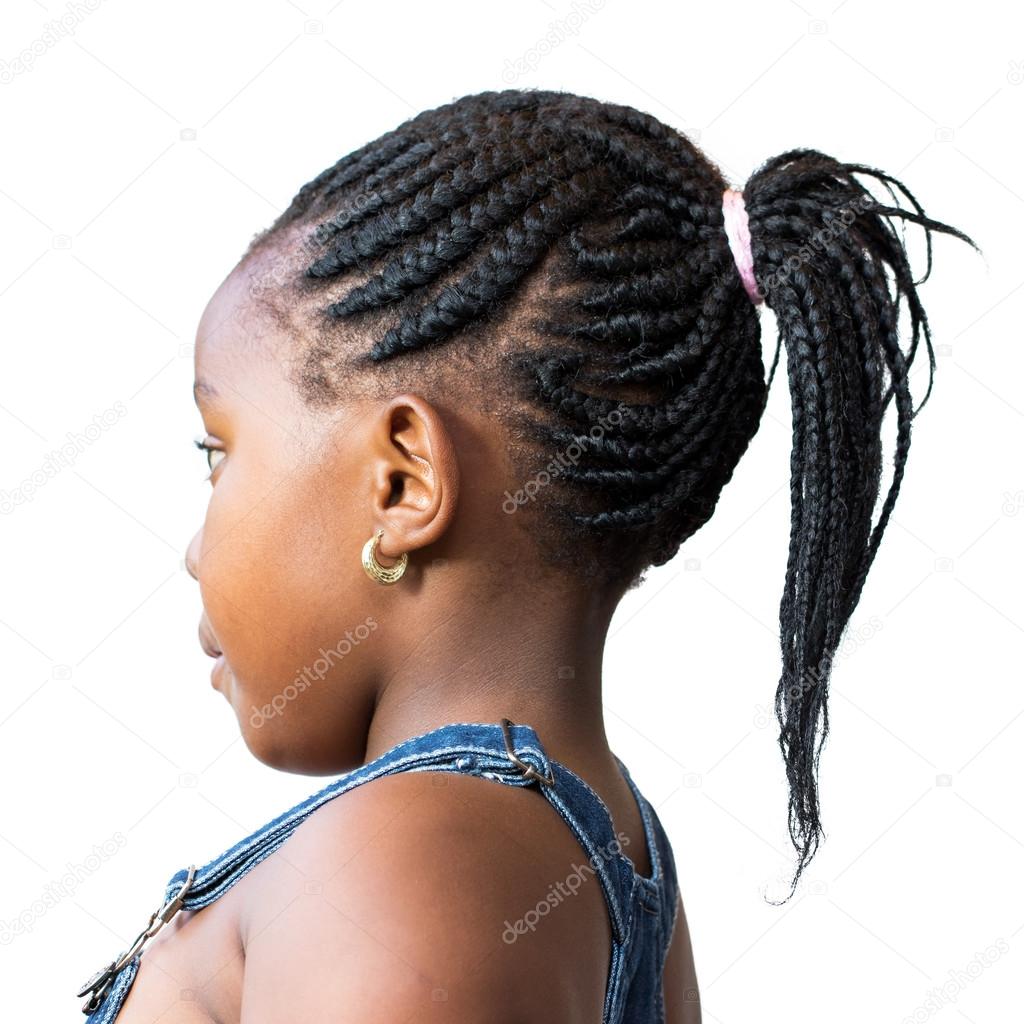 Side view of little  african girl with afro hairstyle