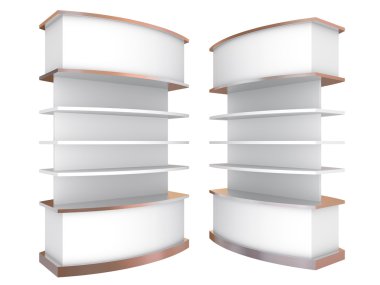 Beyaz renk eğrisi raflar