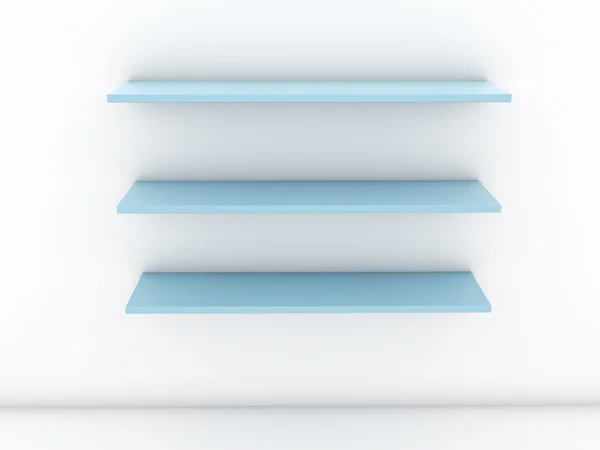 Scaffali blu disegno su sfondo bianco — Foto Stock
