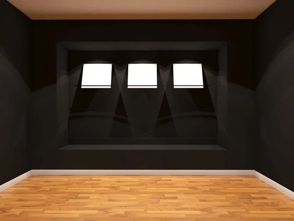 Leerer Raum mit weißer Leinwand — Stockfoto