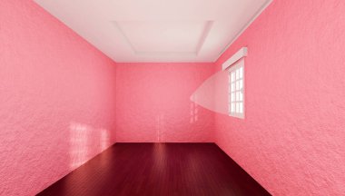 Boş oda renginde duvarlarla döşenmiş ve ahşap zeminlerle süslenmiş ev dekorasyonu.. 