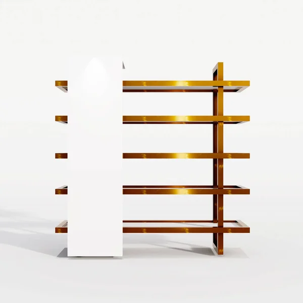 Goldene Regale Mit Blankem Weiß Isoliert Auf Weißem Hintergrund Illustration — Stockfoto