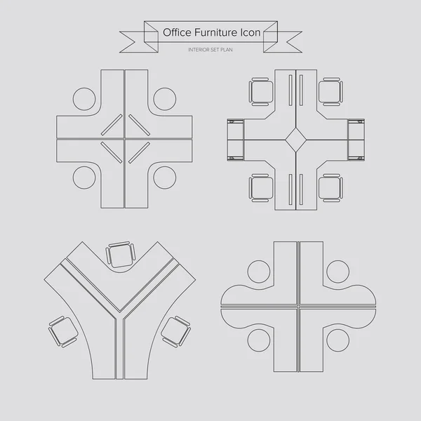 Icono de contorno de muebles de oficina — Vector de stock