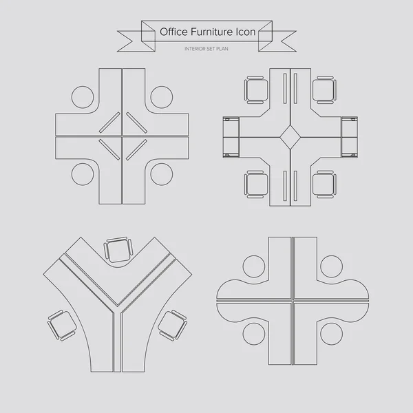 Kanceláře nábytek osnovy ikona — Stockový vektor
