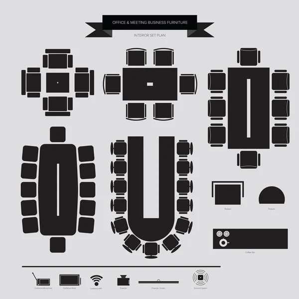 Zakelijke meubilair pictogram van Office en conferentie — Stockvector