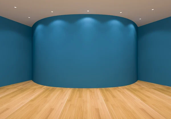Tom blå kurva rum — Stockfoto