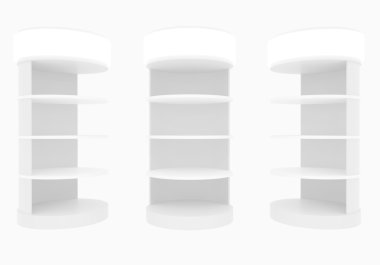 Beyaz dairesel raflar