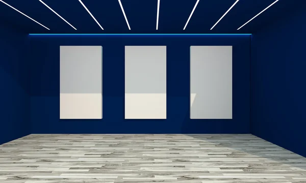 Empty room interior with white canvas — Stock Photo, Image