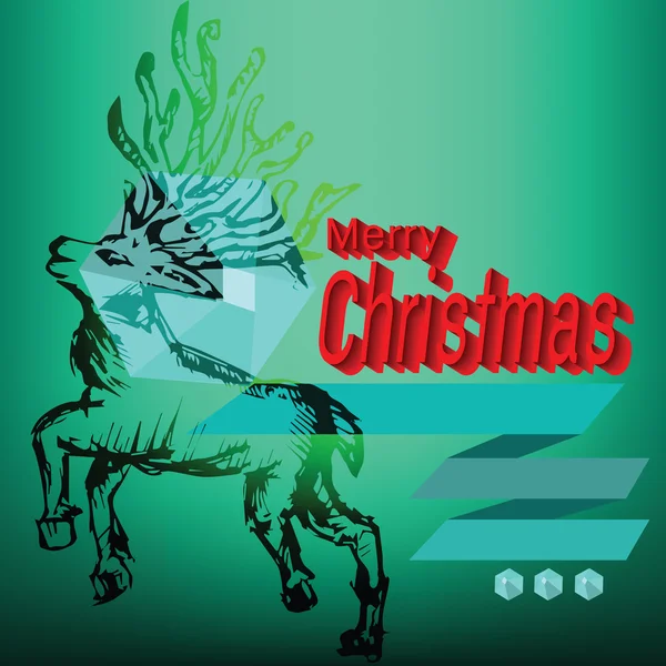 Merry Christmas Reindeer Doodles Label — Stockvector