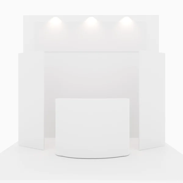 Порожній білий виставковий стенд — стокове фото