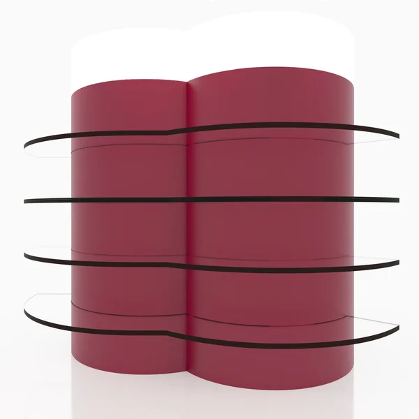 Estantes de vidrio curva roja —  Fotos de Stock