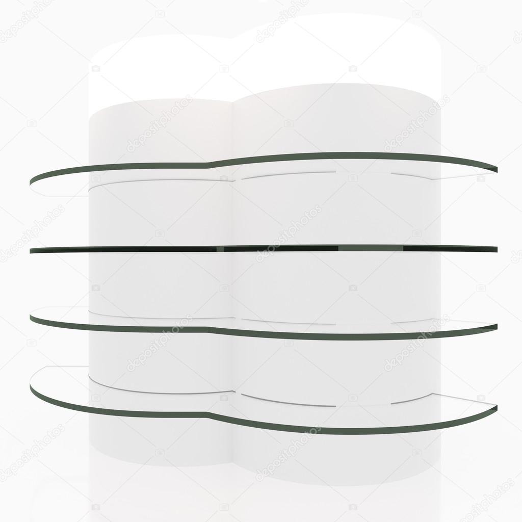 White curve glass shelves 