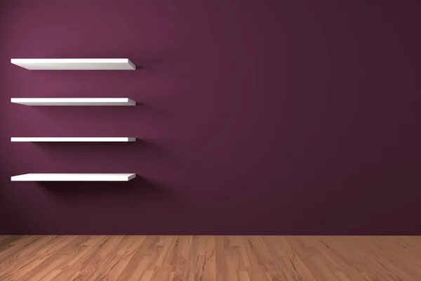 Plank op paars muur — Stockfoto