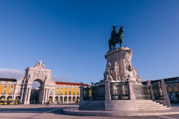 Lizbona Portugalia Stycznia 2019 Praca Comercio Square Lisbon Portugalia Piękny — Zdjęcie stockowe