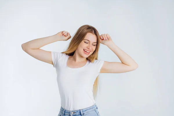 Mulheres Bonitas Aquecem Antes Fazer Esportes Ioga Fitness Conceito Estilo — Fotografia de Stock