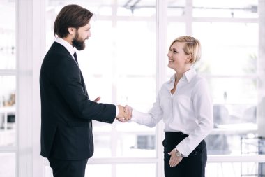 İş ve ofis kavramı. İş adamı el sıkışır.