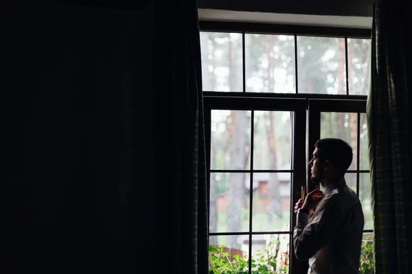 Elegant Bearded Groom Standing Window Businessman Hotel Room Man Window  Stock Photo by ©ivankyryk 460556816