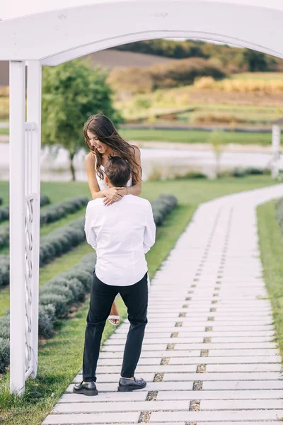 Krásný Svatební Pár Přírodě Boho Stylu Svatba Evropském Stylu Muž — Stock fotografie