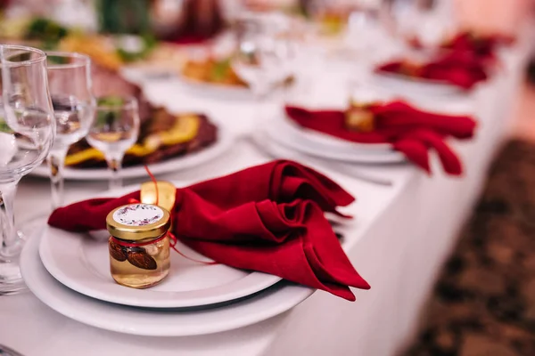 Restaurace Podáváme Bankety Catering Svatební Večeře — Stock fotografie