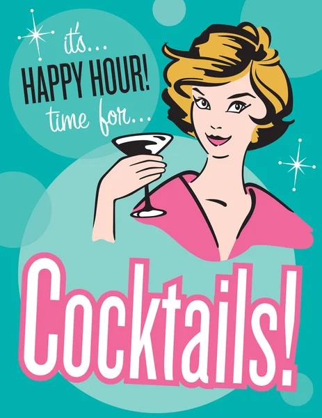 Retro style Cocktails poster or invitation — Stock Vector