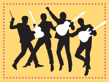 Fab dört Beatles siluet vektör çizim