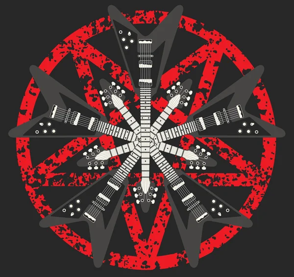 Kytara a Pentagram vektorová design — Stockový vektor