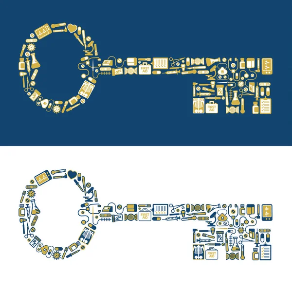 Forma Chave Feita Icons Unlocking Conceito Médico Com Desenhos Vetoriais — Vetor de Stock