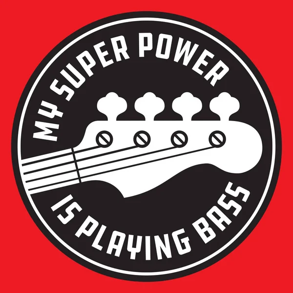Bass Guitar Badge Emblem Vector Illustration Bass Guitar Neck Super — Stock Vector