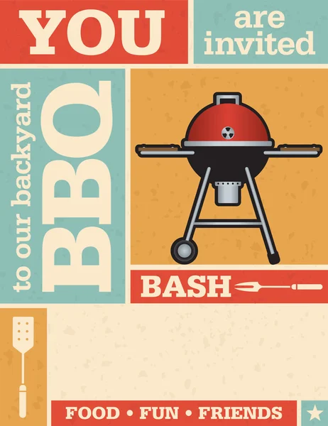 Retro Barbecue Invitation — Stock Vector