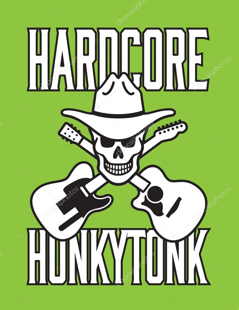Hardcore Honkytonk Skull Vector Design